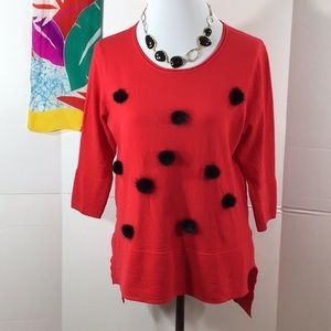 Passioni red/black Pom Pom sweater L